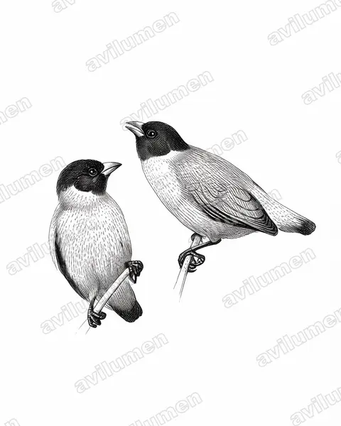 Ilustración en Tinta: Nesocharis shelleyi (Olivino carinegro)