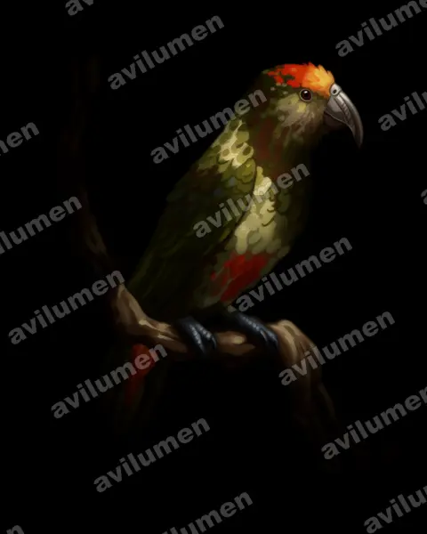 Illustration im Stil Öl: Chatham-Kaka (Nestor chathamensis)