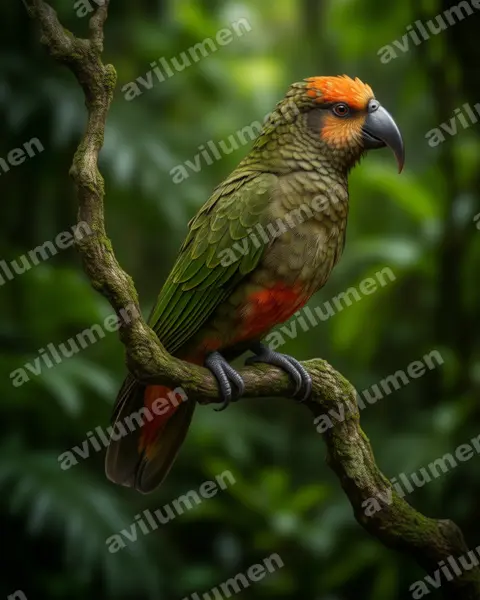 Illustration im Stil Realistisch: Chatham-Kaka (Nestor chathamensis)