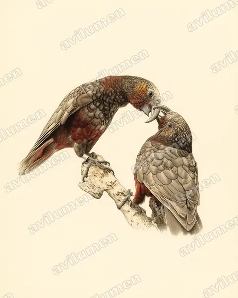 Illustration Planche ancienne : Nestor meridionalis (Nestor superbe)
