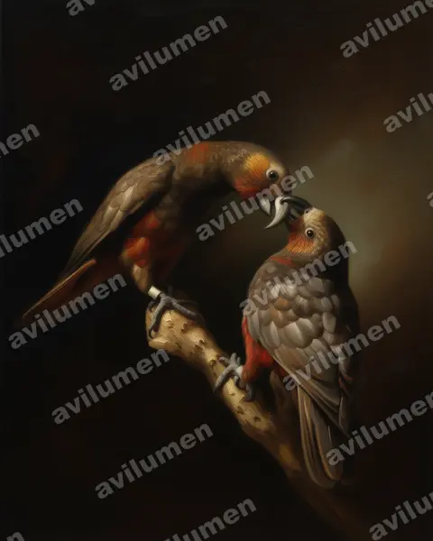 Illustration Huile : Nestor meridionalis (Nestor superbe)