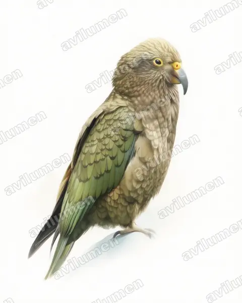 啄羊鹦鹉（Nestor notabilis）的水彩插画