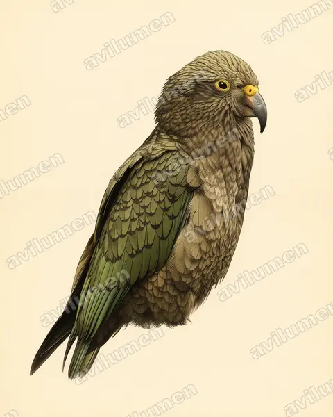 啄羊鹦鹉（Nestor notabilis）的古典图版插画