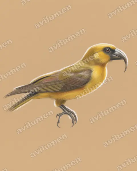 Illustration Crayon de couleur : Nestor productus (Nestor de Norfolk)