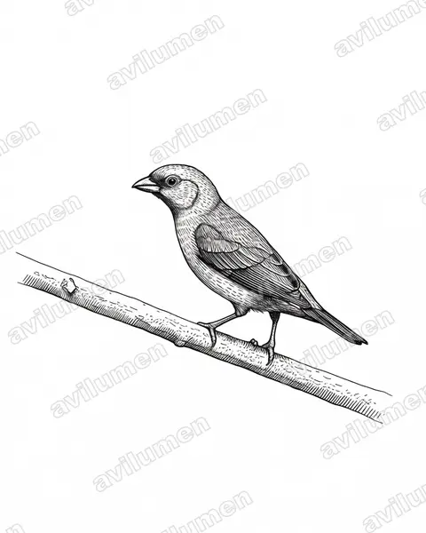 Illustration Encre : Nigrita bicolor (Nigrette à ventre roux)