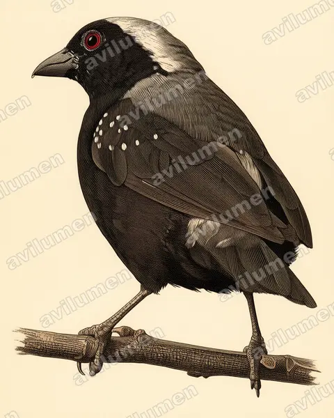 Ilustración en Lámina antigua: Nigrita canicapillus (Nigrita canicapilla)