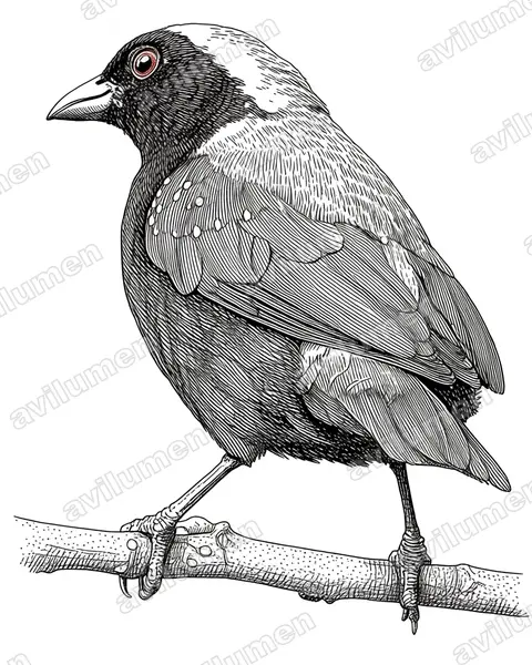 Ilustración en Tinta: Nigrita canicapillus (Nigrita canicapilla)