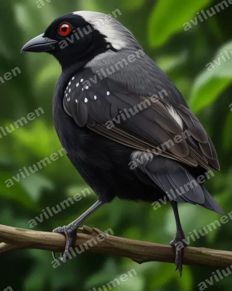 Ilustración en Realista: Nigrita canicapillus (Nigrita canicapilla)