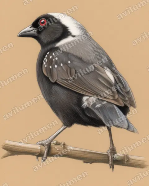 Ilustración en Lápiz de color: Nigrita canicapillus (Nigrita canicapilla)