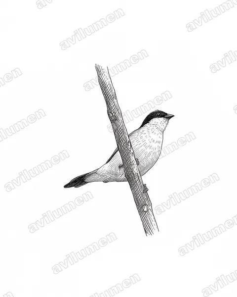 Ilustración en Tinta: Nigrita fusconotus (Nigrita fusconota)