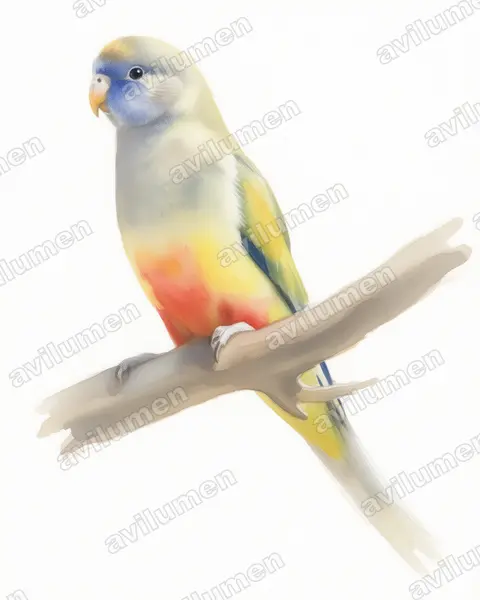 Watercolor illustration: Northiella haematogaster (Eastern Bluebonnet)