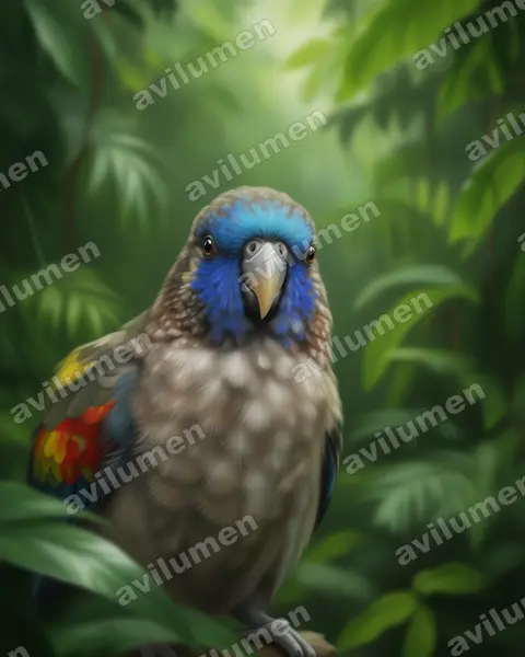 Naretha bluebonnet（Northiella narethae）的写实插画