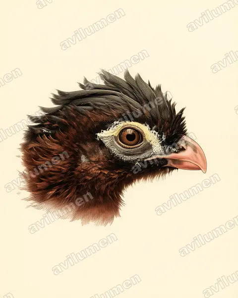 Vintage plate illustration: Nothocrax urumutum (Nocturnal Curassow)