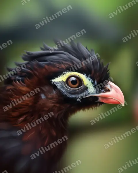 Realistic illustration: Nothocrax urumutum (Nocturnal Curassow)
