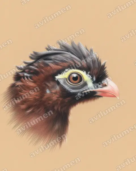 Colored pencil illustration: Nothocrax urumutum (Nocturnal Curassow)