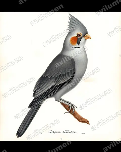 雞尾鸚鵡（Nymphicus hollandicus）的古典图版插画