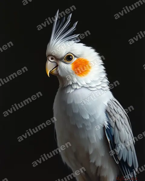 雞尾鸚鵡（Nymphicus hollandicus）的油画插画