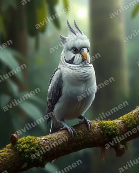 雞尾鸚鵡（Nymphicus hollandicus）的写实插画