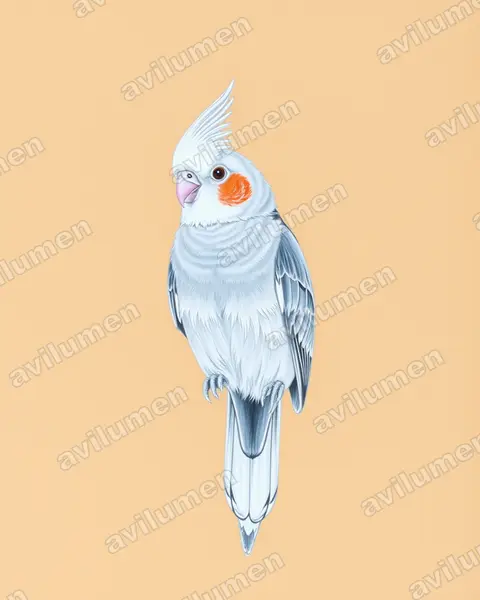 雞尾鸚鵡（Nymphicus hollandicus）的彩色铅笔插画