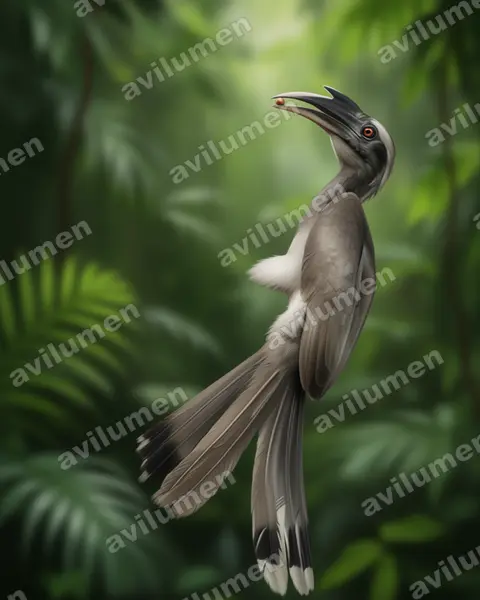 Illustration im Stil Realistisch: Indienhornvogel (Ocyceros birostris)