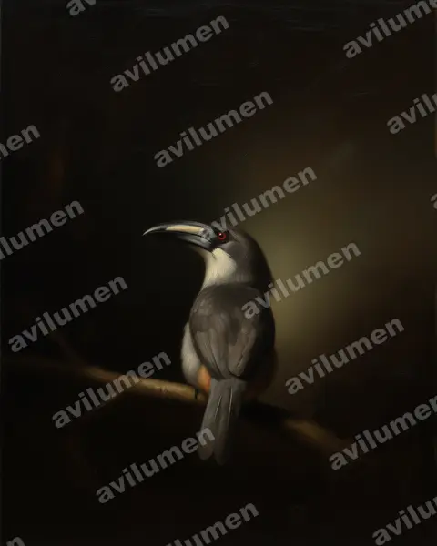 Oil illustration: Ocyceros gingalensis (Sri Lanka Grey Hornbill)