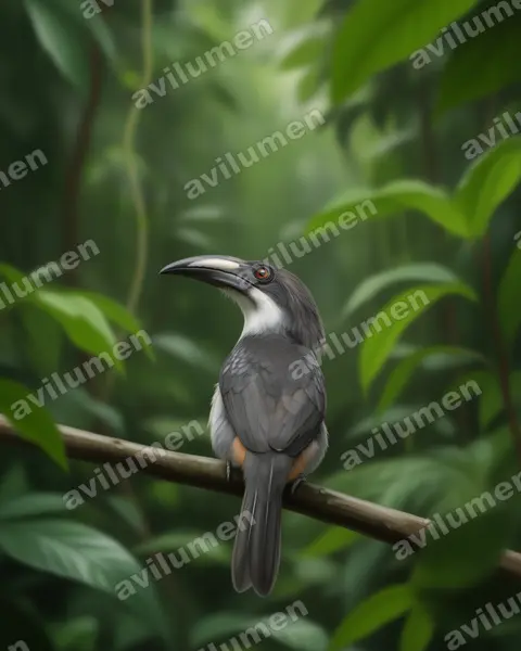 Realistic illustration: Ocyceros gingalensis (Sri Lanka Grey Hornbill)