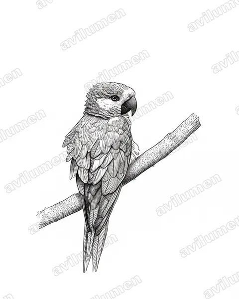 Illustration Encre : Ognorhynchus icterotis (Conure à joues d'or)