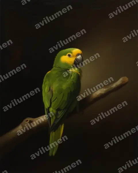 Illustration Huile : Ognorhynchus icterotis (Conure à joues d'or)