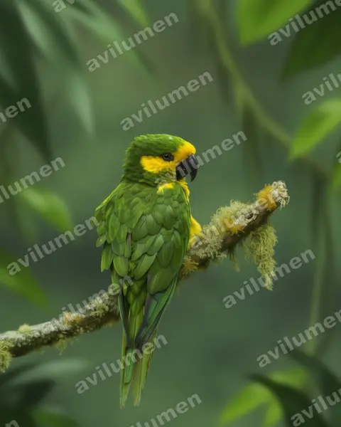 Illustration Réaliste : Ognorhynchus icterotis (Conure à joues d'or)