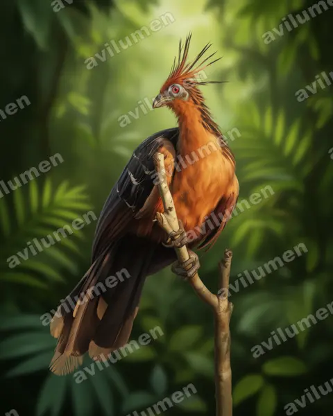 Ilustración en Realista: Opisthocomus hoazin (Hoacin)
