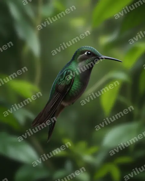 Realistic illustration: Opisthoprora euryptera (Mountain avocetbill)