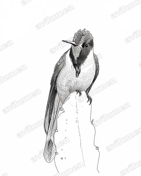 Illustration im Stil Tusche: Weißhalssylphe (Oreonympha nobilis)