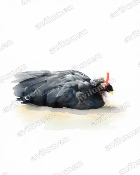 角冠雉（Oreophasis derbianus）的水彩插画