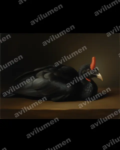 角冠雉（Oreophasis derbianus）的油画插画