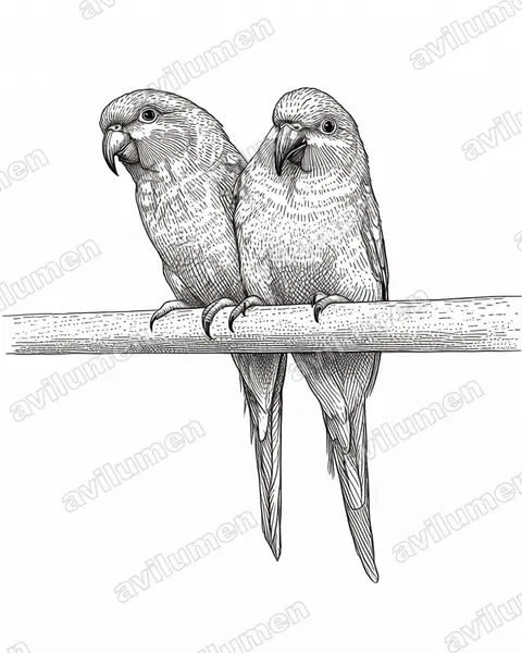Ilustración en Tinta: Oreopsittacus arfaki (Lori bigotudo​)