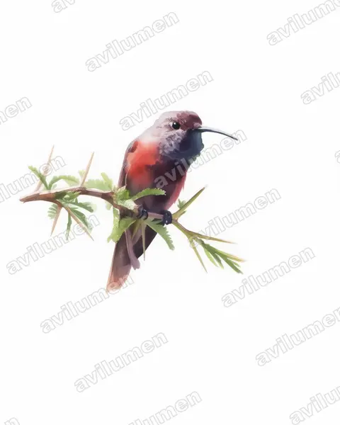 Ilustración en Acuarela: Oreotrochilus adela (Colibrí de Cochabamba)
