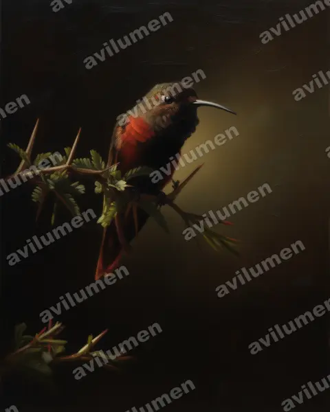 Ilustración en Óleo: Oreotrochilus adela (Colibrí de Cochabamba)