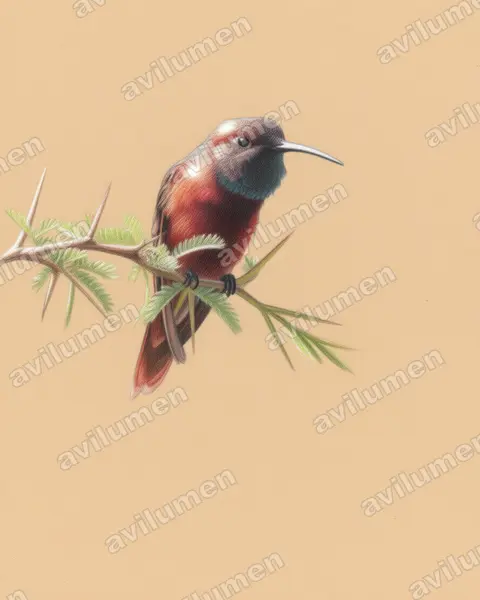 Ilustración en Lápiz de color: Oreotrochilus adela (Colibrí de Cochabamba)