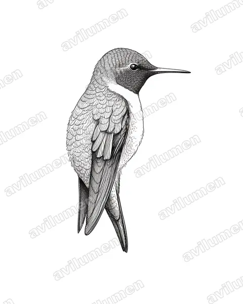 Ink illustration: Oreotrochilus chimborazo (Ecuadorian Hillstar)