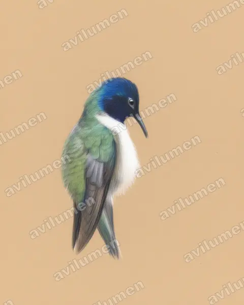 Colored pencil illustration: Oreotrochilus chimborazo (Ecuadorian Hillstar)