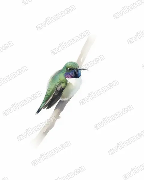 Ilustración en Acuarela: Oreotrochilus cyanolaemus (Estrella de garganta azul)