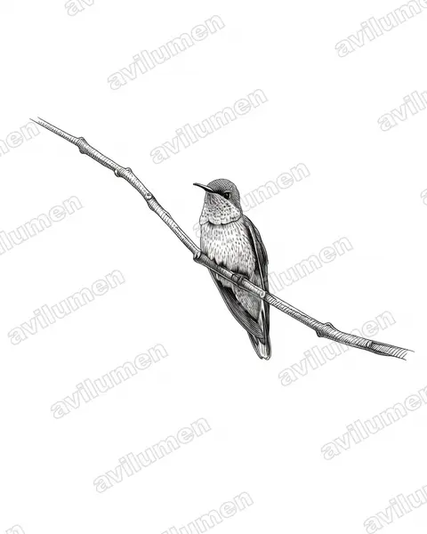 Illustration Encre : Oreotrochilus estella (Colibri estelle)