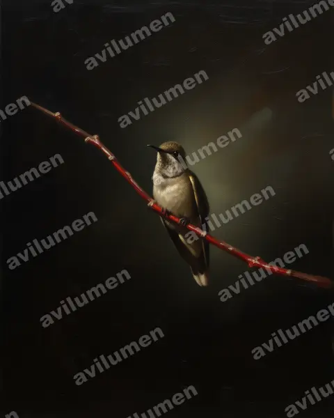 Illustration Huile : Oreotrochilus estella (Colibri estelle)