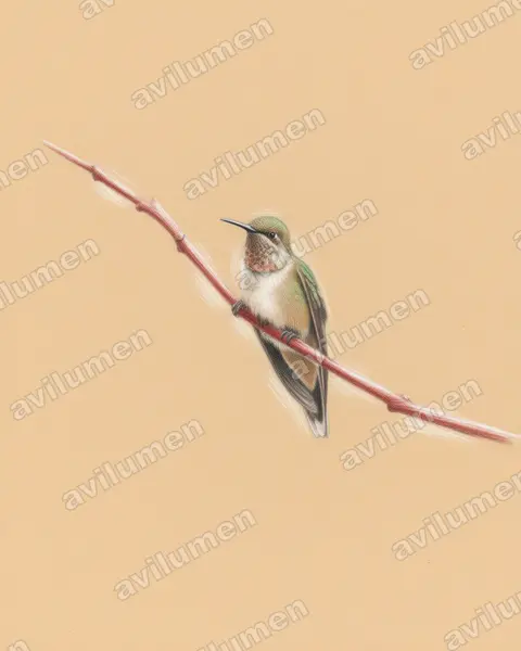 Illustration Crayon de couleur : Oreotrochilus estella (Colibri estelle)