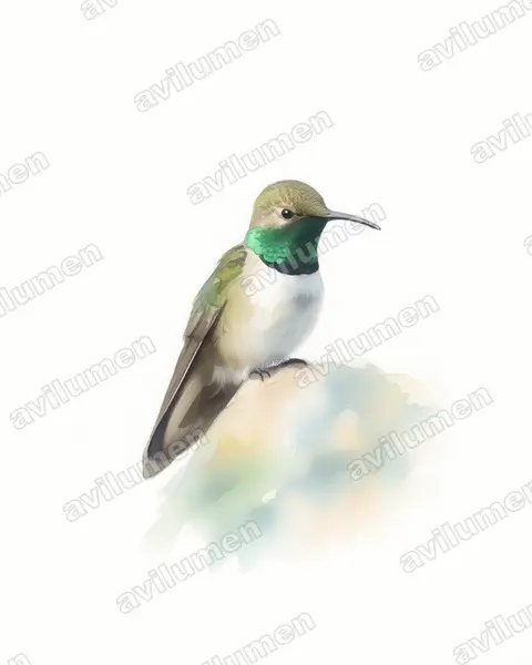 Ilustración en Acuarela: Oreotrochilus leucopleurus (Colibrí cordillerano)