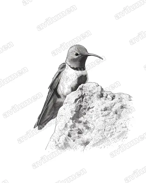 Ilustración en Tinta: Oreotrochilus leucopleurus (Colibrí cordillerano)