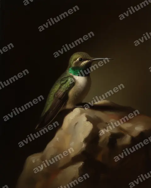 Ilustración en Óleo: Oreotrochilus leucopleurus (Colibrí cordillerano)