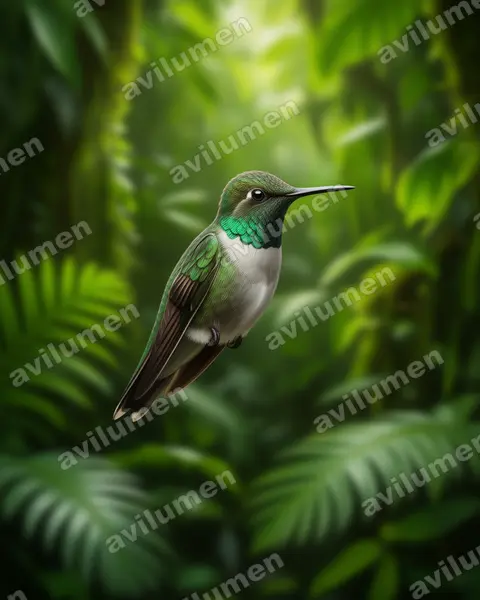 Ilustración en Realista: Oreotrochilus leucopleurus (Colibrí cordillerano)