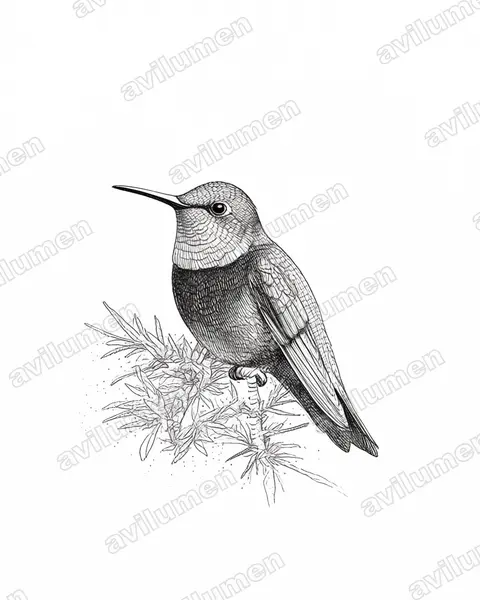 Illustration im Stil Tusche: Schwarzbrustkolibri (Oreotrochilus melanogaster)
