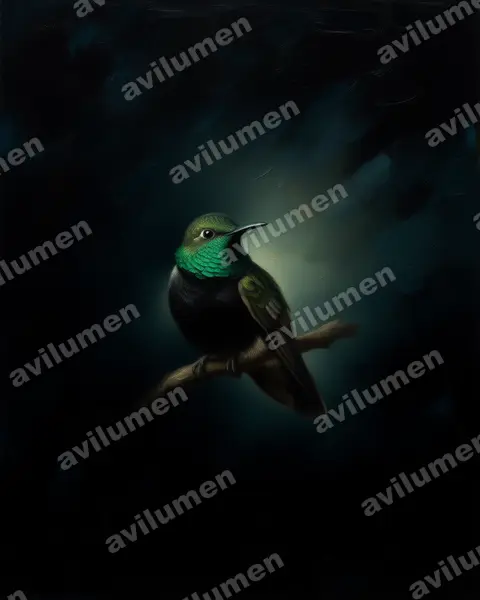 Illustration im Stil Öl: Schwarzbrustkolibri (Oreotrochilus melanogaster)